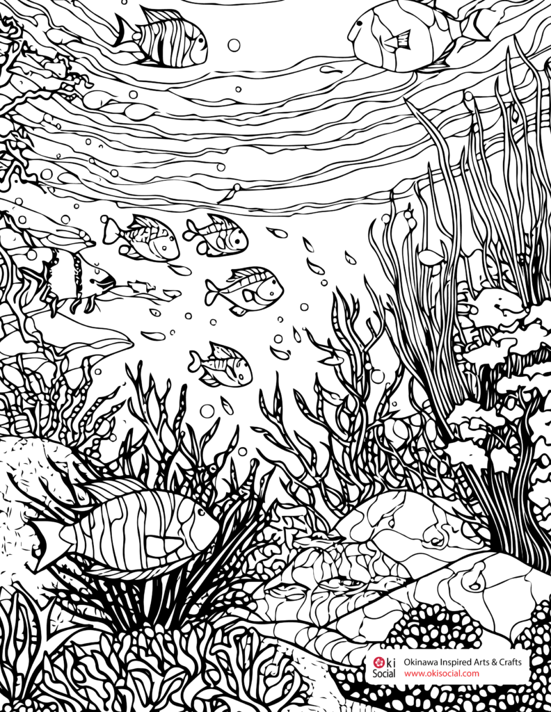 Free Adult Coloring Pages Celebrating Ocean Opening in Okinawa - Oki Social