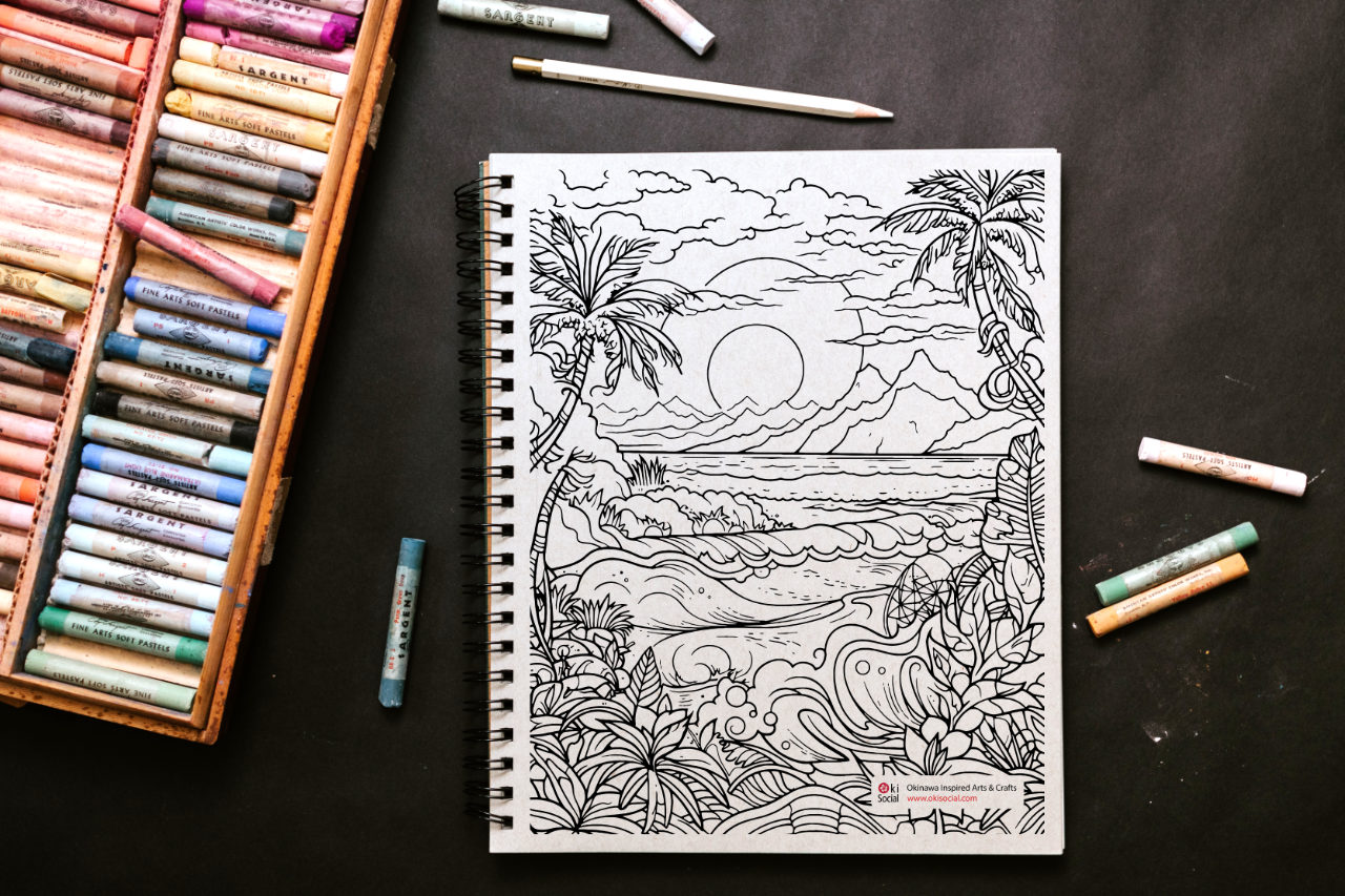 Free Adult Coloring Pages Celebrating Ocean Opening in Okinawa - Oki Social